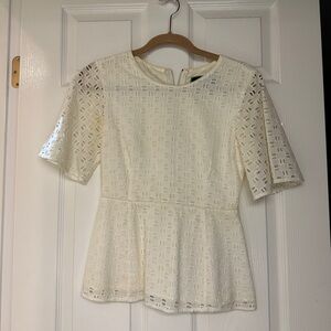 C Wonder Off White Shot sleeve Peplum blouse - Size 0